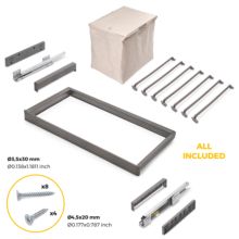 Emuca Kit de pantalonero de 7 varillas, cesto y bastidor regulable Quartz para armarios, guías de cierre suave y extracción total, Módulo 80cm, Acabado Titanio - Ítem5