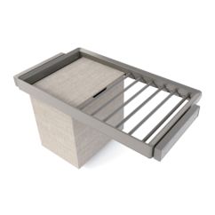 Emuca Kit de porte-pantalon à 7tringles, panier et rack ajustable Quartz pour armoires, glissières extension totale et à fermeture douce, Module 90cm, Finition Titane