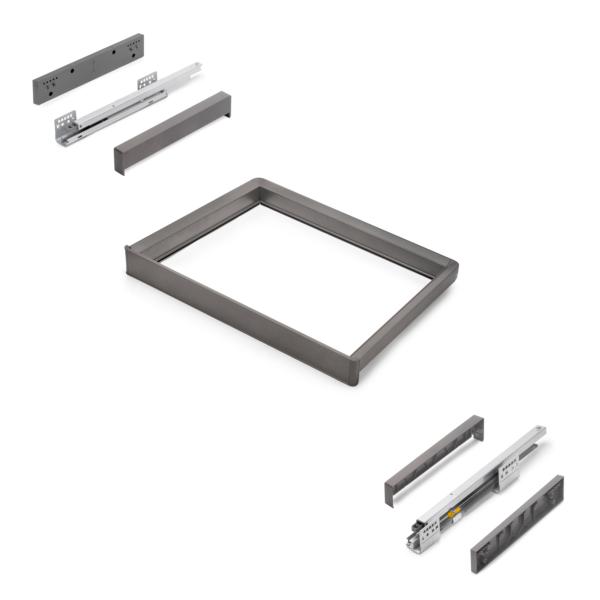 Emuca Bastidor con guías de cierre suave y extracción total para accesorios de armario Quartz, 612-638mm, Aluminio y Plástico, Titanio