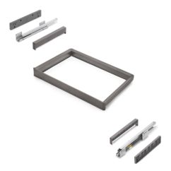 Emuca Bastidor con guías de cierre suave y extracción total para accesorios de armario Quartz, 662-688mm, Aluminio y Plástico, Titanio