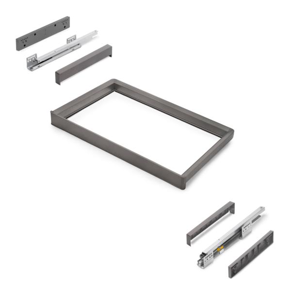 Emuca Bastidor con guías de cierre suave y extracción total para accesorios de armario Quartz, 712-738mm, Aluminio y Plástico, Titanio