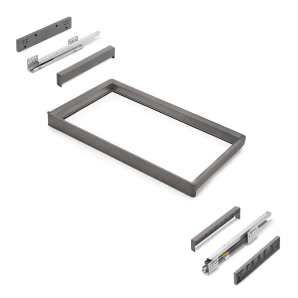 Emuca Bastidor con guías de cierre suave y extracción total para accesorios de armario Quartz, 762-788mm, Aluminio y Plástico, Titanio