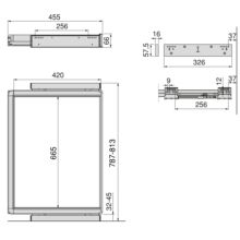 Emuca Bastidor con guías de cierre suave y extracción total para accesorios de armario Quartz, 787-813mm, Aluminio y Plástico, Titanio - Ítem21