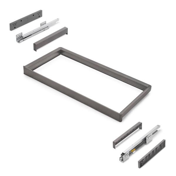Emuca Bastidor con guías de cierre suave y extracción total para accesorios de armario Quartz, 837-863mm, Aluminio y Plástico, Titanio