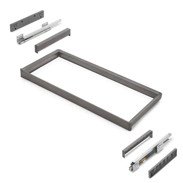 Emuca Bastidor con guías de cierre suave y extracción total para accesorios de armario Quartz, 887-913mm, Aluminio y Plástico, Titanio