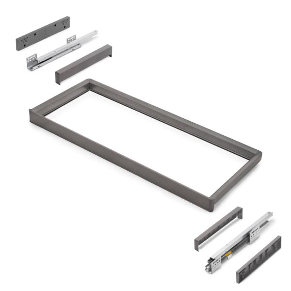 Emuca Bastidor con guías de cierre suave y extracción total para accesorios de armario Quartz, 912-938mm, Aluminio y Plástico, Titanio