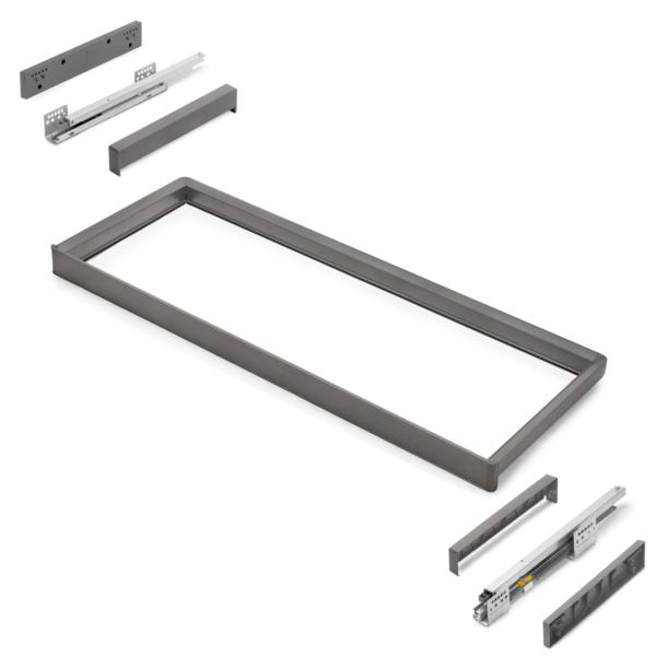Emuca Bastidor con guías de cierre suave y extracción total para accesorios de armario Quartz, 962-988mm, Aluminio y Plástico, Titanio