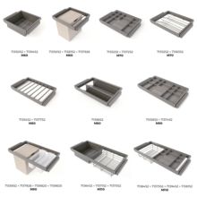 Emuca Bastidor con guías de cierre suave y extracción total para accesorios de armario Quartz, 1062-1088mm, Aluminio y Plástico, Titanio - Ítem24