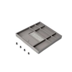 Emuca Cajón organizador para armarios y vestidores Quartz, 440 (M60), Eco-piel y madera, Titanio