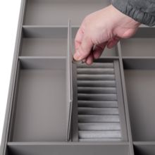 Emuca Cajón organizador para armarios y vestidores Quartz, 540 (M70), Piel ecológica y madera, Titanio - Ítem4