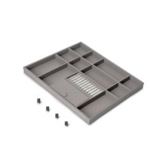 Emuca Cajón organizador para armarios y vestidores Quartz, 540 (M70), Piel ecológica y madera, Titanio