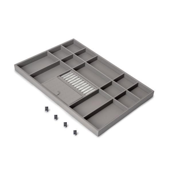 Emuca Cajón organizador para armarios y vestidores Quartz, 640 (M80), Piel ecológica y madera, Titanio