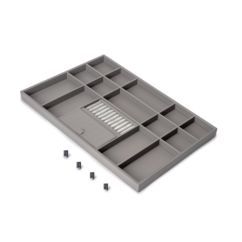 Emuca Cajón organizador para armarios y vestidores Quartz, 640 (M80), Piel ecológica y madera, Titanio