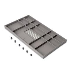 Emuca Cajón organizador para armarios y vestidores Quartz, 740 (M90), Piel ecológica y madera, Titanio