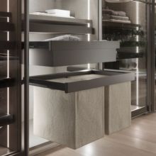 Emuca Cesto de ropa para armarios y vestidores Quartz, 418x320x400mm, Acero y Tela, Titanio - Ítem1