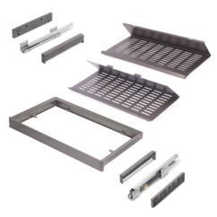 Emuca Kit de cajón zapatero extraíble para armarios Quartz, regulable, módulo 700mm, Acero, aluminio y plástico, Titanio