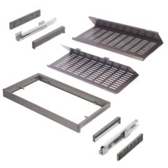 Emuca Kit de cajón zapatero extraíble para armarios Quartz, regulable, módulo 800mm, Acero, aluminio y plástico, Titanio