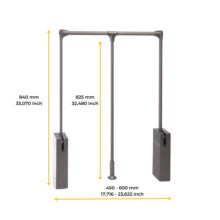 Emuca Colgador abatible para armario Sway, ancho regulable 450-600mm, Acero, Aluminio y Plástico, Pintado Titanio - Ítem3