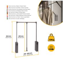 Emuca Colgador abatible para armario Sway, ancho regulable 450-600mm, Acero, Aluminio y Plástico, Pintado Titanio - Ítem1