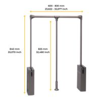 Emuca Colgador abatible para armario Sway, ancho regulable 600 - 830mm, Acero, Aluminio y Plástico, Pintado Titanio - Ítem7