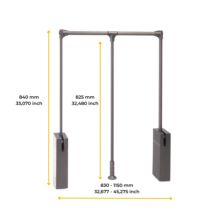 Emuca Penderie rabattable pour armoire Sway, 830 - 1150mm, Acier, Aluminium et Plastique, Peint en titane - Item3