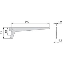 Emuca Support pour étagère en bois/verre, profil pas 50 mm, 300 mm, Acier, Blanc - Item1
