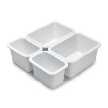 Emuca Kit de 4 organisateurs de tiroirs de salle de bains, Tidy, plastique, blanc - Item1