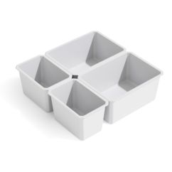 Emuca Kit de 4 organisateurs de tiroirs de salle de bains, Tidy, plastique, blanc - Item