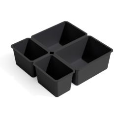 Emuca Kit de 4 cubos organizadores para cajón de baño Tidy, Plástico, Gris antracita - Ítem