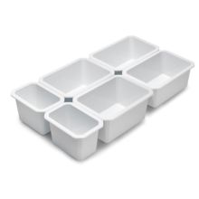 Emuca Kit de 6 bacs organisateurs pour tiroirs de salle de bains Tidy, en plastique, blanc - Item1