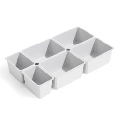 Emuca Kit de 6 cubos organizadores para cajón de baño Tidy, Plástico, Blanco - Ítem