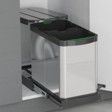 Emuca Contenedor de reciclaje para fijación inferior y extracción manual/automática en mueble de cocina Recycle Inox 2x12litros, Plástico y Acero inoxidable - Ítem2