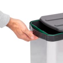 Emuca Contenedor de reciclaje para fijación inferior y extracción manual/automática en mueble de cocina Recycle Inox 2x12litros, Plástico y Acero inoxidable - Ítem7