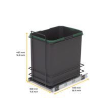 Emuca Contenedor de reciclaje para fijación inferior y extracción manual en mueble de cocina Recycle 1x35litros, Plástico gris antracita - Ítem2