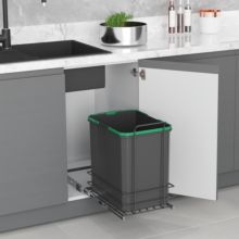 Emuca Contenedor de reciclaje para fijación inferior y extracción manual en mueble de cocina Recycle 1x35litros, Plástico gris antracita - Ítem3