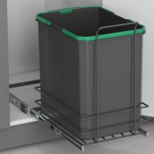 Emuca Contenedor de reciclaje para fijación inferior y extracción manual en mueble de cocina Recycle 1x35litros, Plástico gris antracita - Ítem4