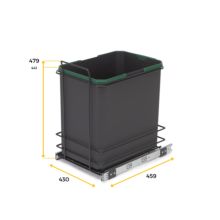 Emuca poubelle de recyclage pour montage inférieur et extraction manuelle pour meuble de cuisine Recycle 1x35 litres, Plastique gris anthracite - Item6