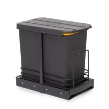 Emuca Contenedor de reciclaje para fijación inferior y extracción manual/automática en mueble de cocina Recycle 2x12litros, Plástico gris antracita - Ítem4