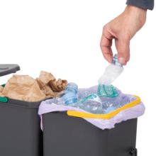 Emuca Contenedor de reciclaje para fijación inferior y extracción manual/automática en mueble de cocina Recycle 2x12litros, Plástico gris antracita - Ítem5