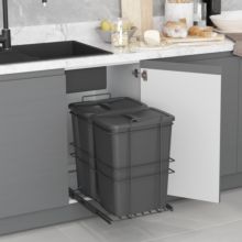 Emuca poubelle de recyclage pour montage inférieur et extraction manuelle pour meuble de cuisine Recycle 2x35litres, Plastique gris anthracite - Item3