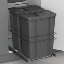 Emuca Contenedor de reciclaje para fijación inferior y extracción manual en mueble de cocina Recycle 2x35litros, Plástico gris antracita - Ítem4