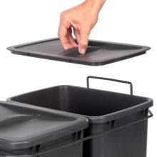 Emuca poubelle de recyclage pour montage inférieur et extraction manuelle pour meuble de cuisine Recycle 2x35litres, Plastique gris anthracite - Item6