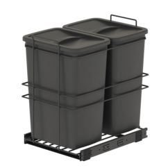Emuca Contenedor de reciclaje para fijación inferior y extracción manual en mueble de cocina Recycle 2x35litros, Plástico gris antracita