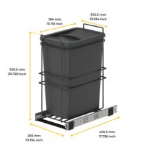 Emuca Contenedor de reciclaje para fijación inferior y extracción manual en mueble de cocina Recycle 35litros, Plástico gris antracita - Ítem3