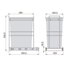 Emuca Contenedor de reciclaje para fijación inferior y extracción manual en mueble de cocina Recycle 35litros, Plástico gris antracita - Ítem1