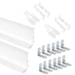 Emuca Kit de 2 perfiles superiores Gola para muebles de cocina, longitud 2,35m, con accesorios, Aluminio, Pintado blanco - Ítem