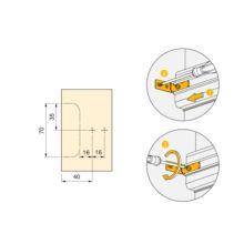 Emuca Kit de 2 perfiles centrales Gola para muebles de cocina, longitud 2,35m, con accesorios, Aluminio, Pintado blanco - Ítem5