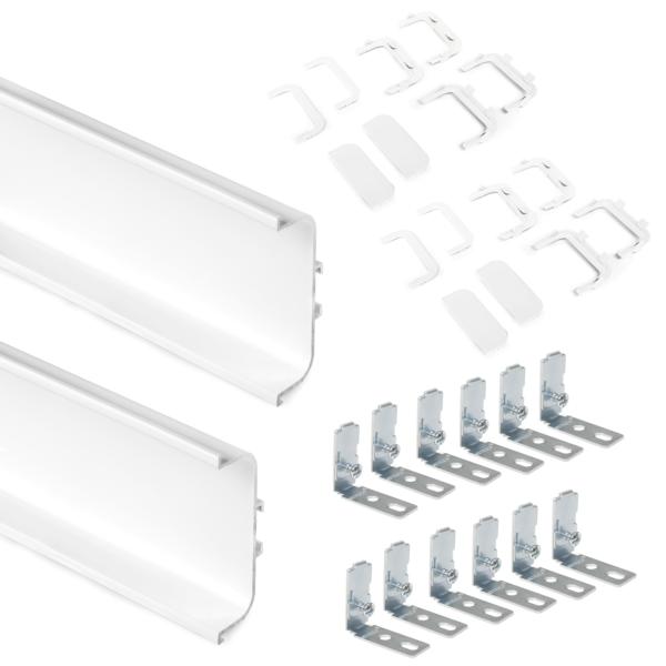 Emuca Kit de 2 profils centraux Gola pour meubles de cuisine, longueur 2,35mm, avec accessoires, Aluminium, Peint en blanc