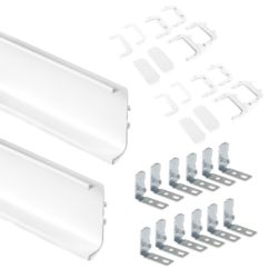 Emuca Kit de 2 perfiles centrales Gola para muebles de cocina, longitud 2,35m, con accesorios, Aluminio, Pintado blanco - Ítem