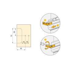 Emuca Kit de 2 perfiles centrales Gola para muebles de cocina, longitud 2,35m, con accesorios, Aluminio, Anodizado mate - Ítem1